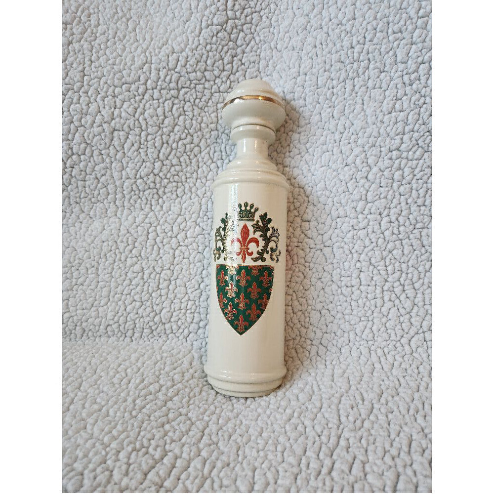 Vintage fleur de lis shield Fitzgerald ceramic decanter
